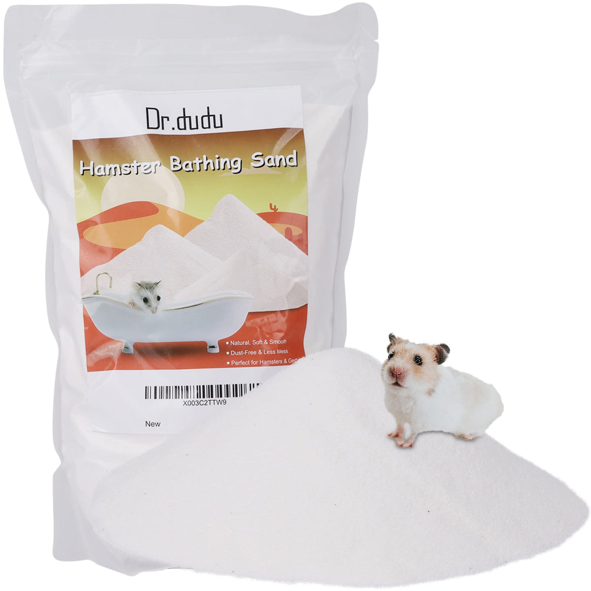 DR.DUDU hamster bath sand 6.6lb bag open for easy bath sessions