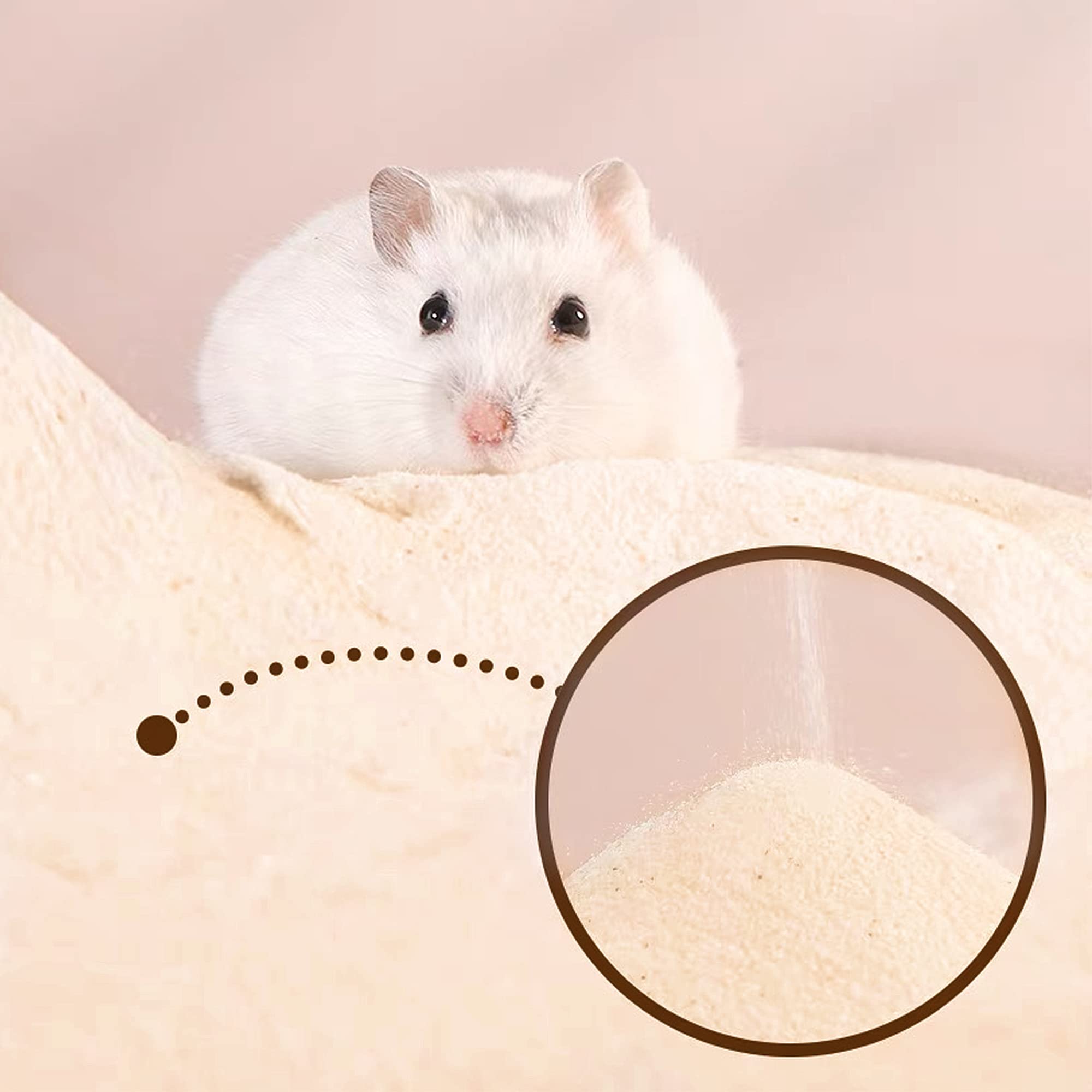 DR.DUDU hamster bath sand desert-grains closeup highlights natural texture for gentle sandbaths.