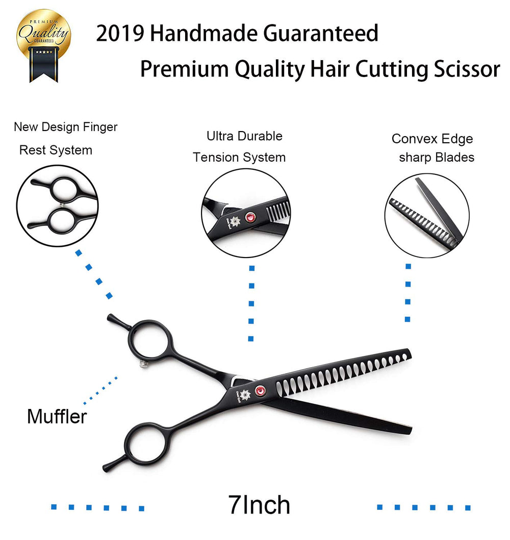 Dream Reach curved chunker scissors in use during pet grooming session.