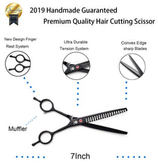 Dream Reach curved chunker scissors in use during pet grooming session.