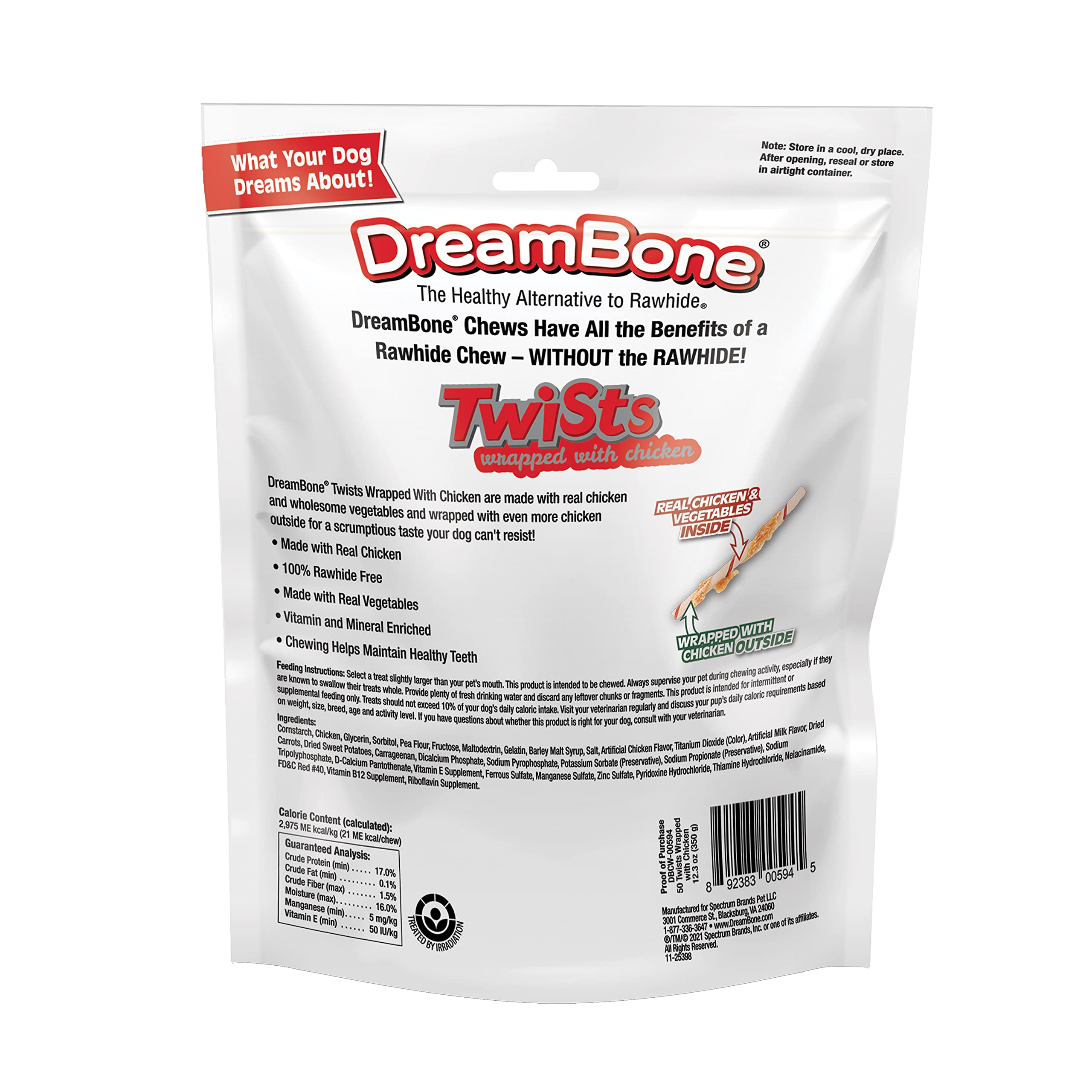 DreamBone Twist Sticks close-up real chicken highlights wholesome ingredients for a tasty treat