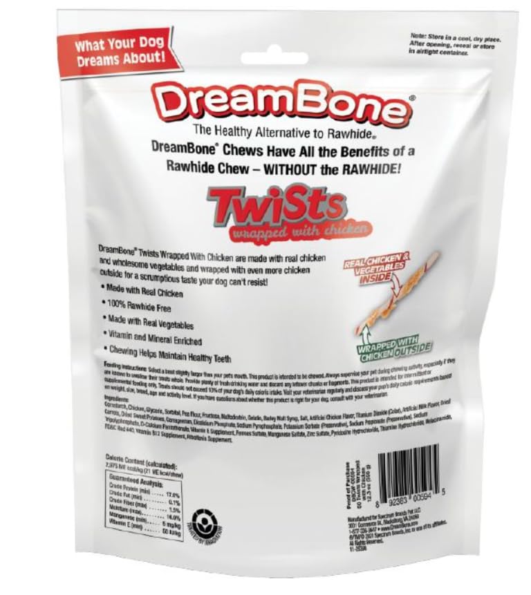 DreamBone Twist Sticks front-of-package highlights rawhide-free chewing option for dogs