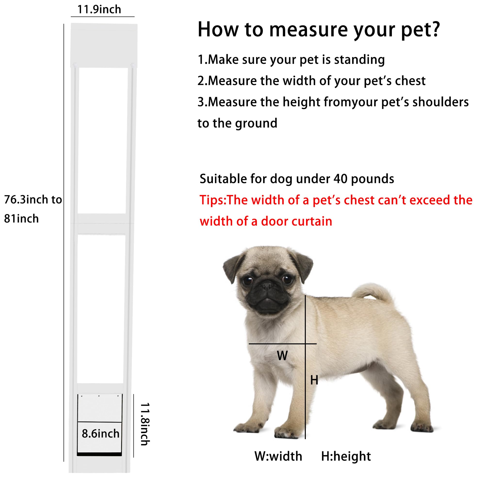 Dreampedal cat-dog door insert adjustable-height feature fits various door heights