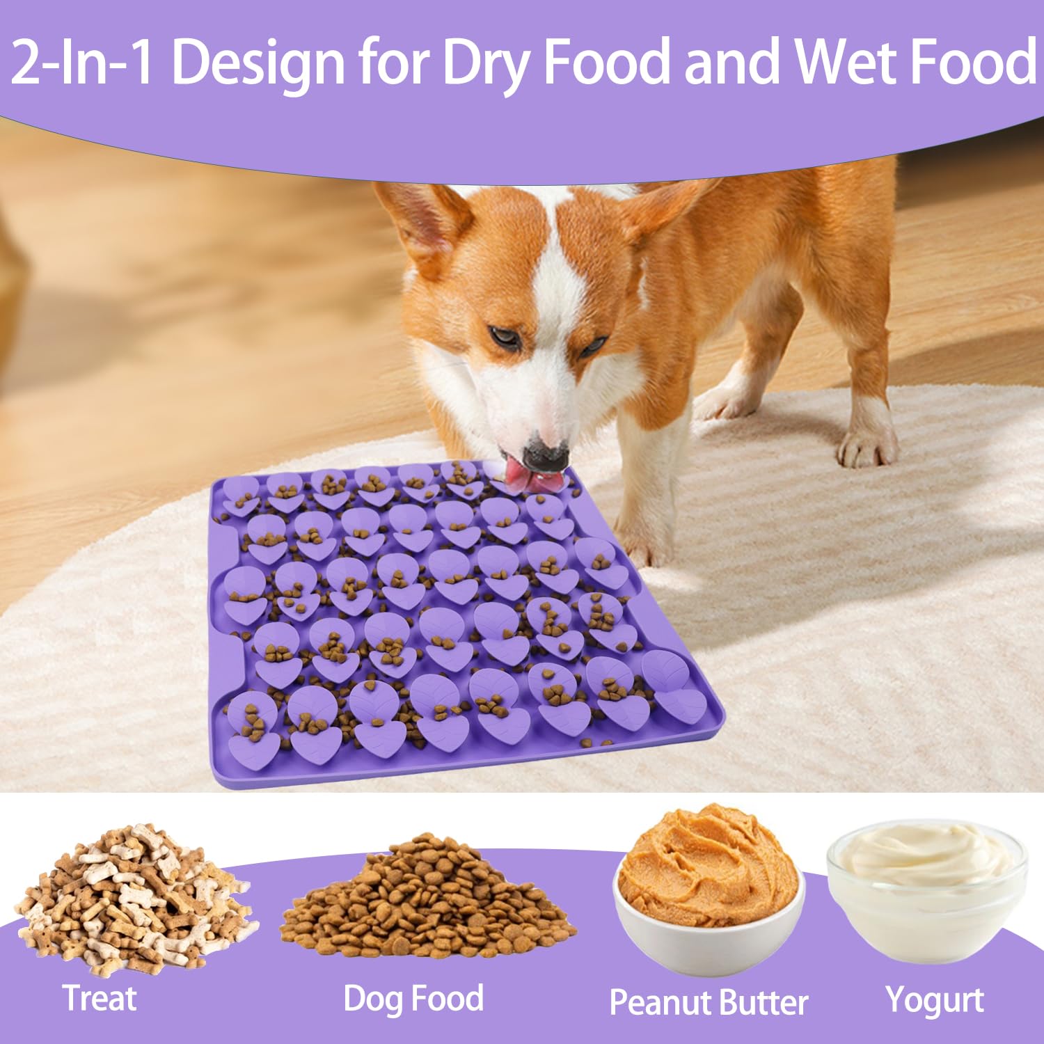Drescu dog feeding mat with 132 suction cups keeps mats in place
