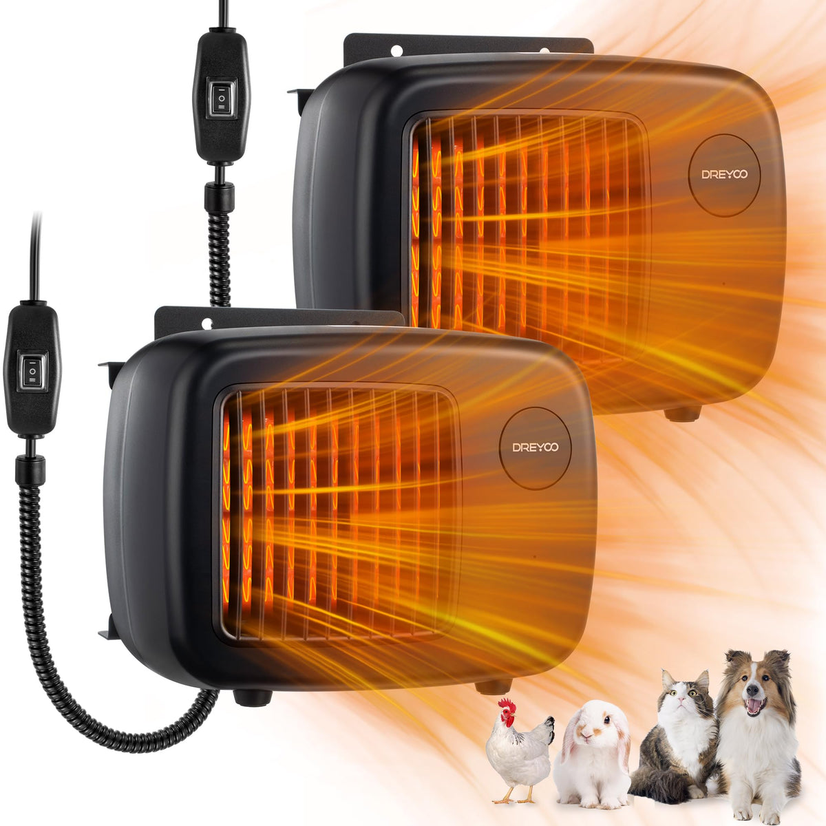 Dreyoo 600W dog house heater powering a cozy pet den