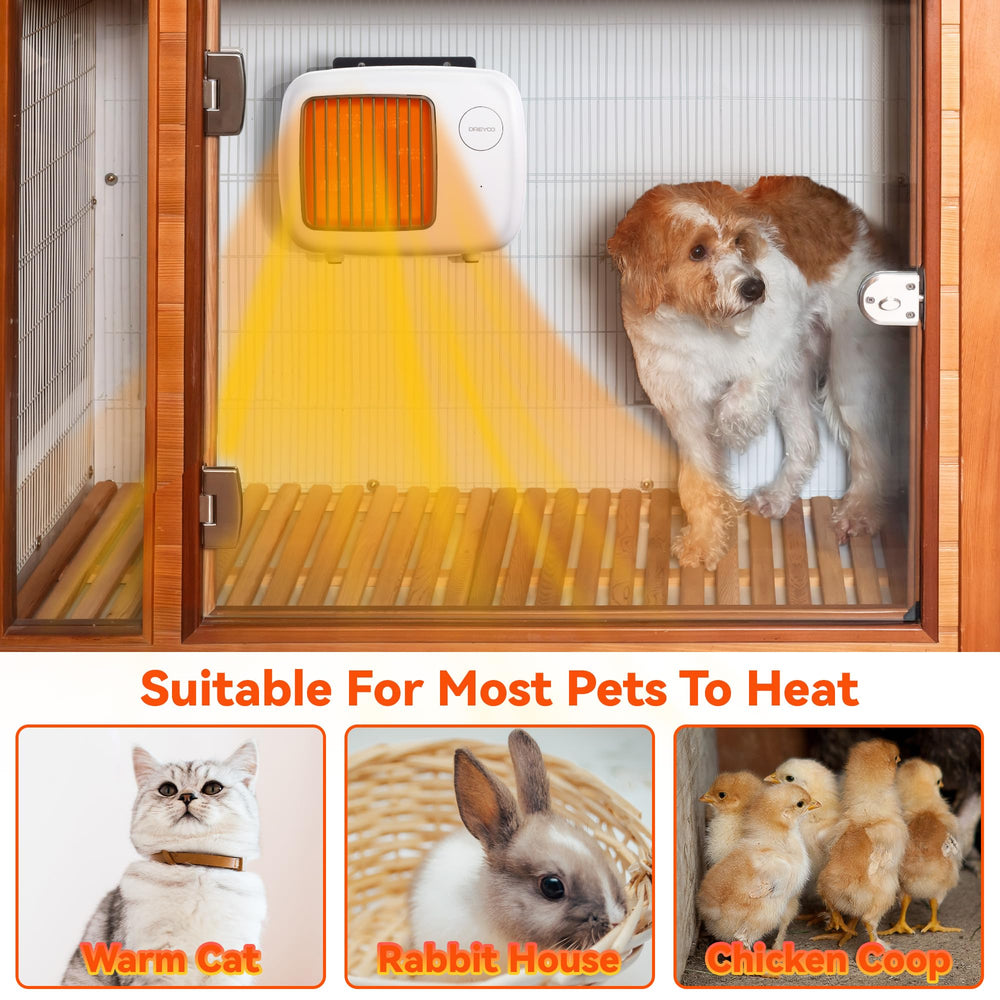 Dreyoo dog house heater compact size demonstrates space saving design