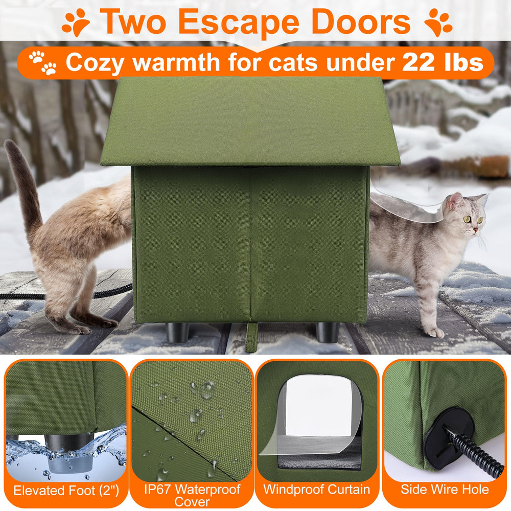 Dreyoo dual exit cat house front and back for easy escape