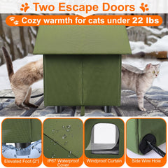Dreyoo dual exit cat house front and back for easy escape