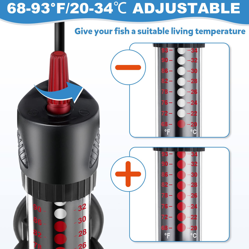 Dreyoo heater suction cups secure placement inside the tank