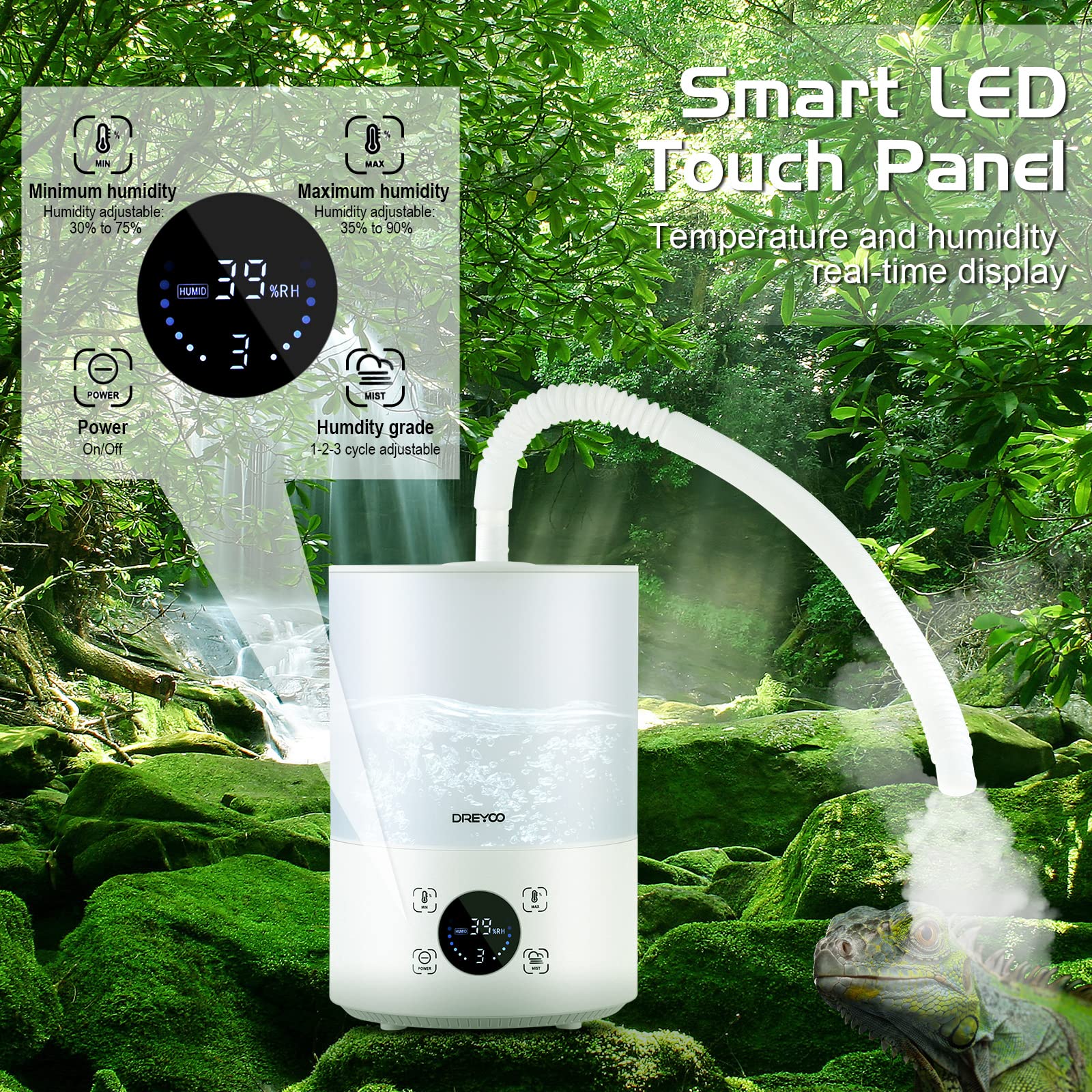 Dreyoo Humidity Control with LED readout helps set precise terrarium humidity levels.