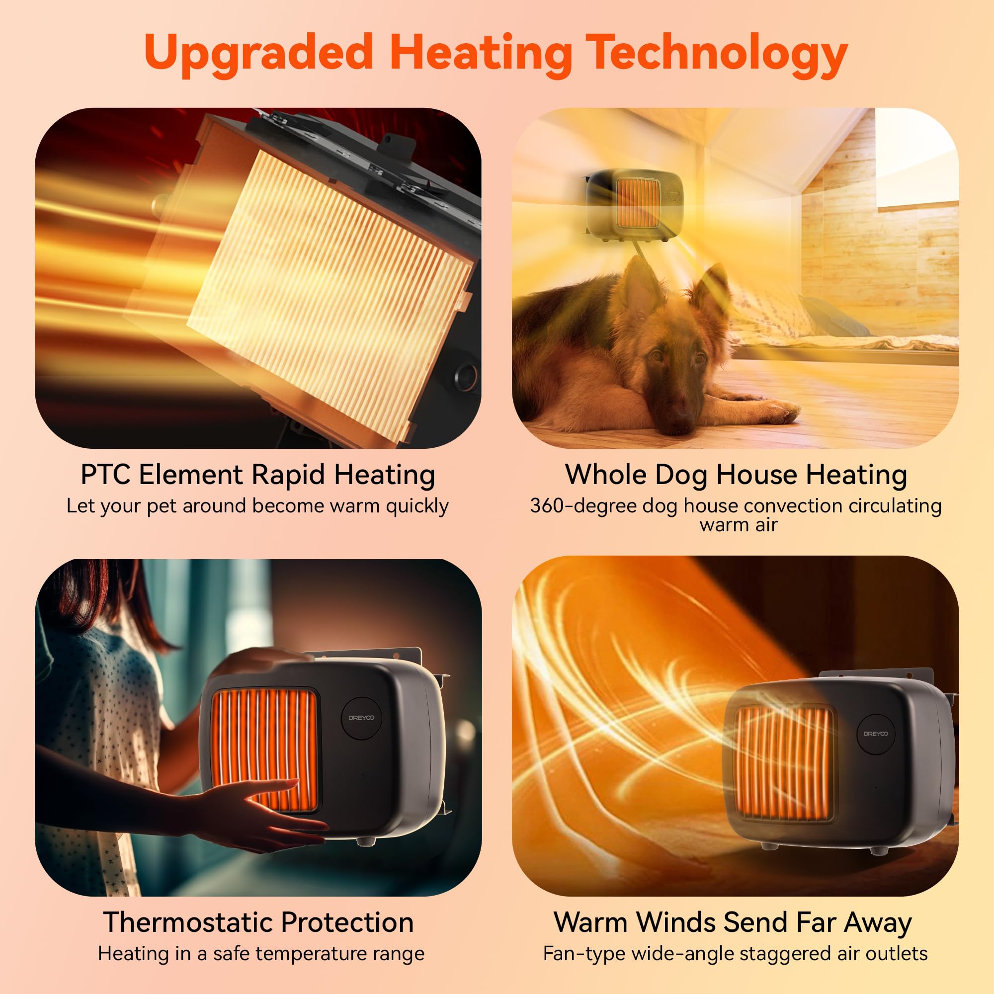 Dreyoo insulated surface ensures safe, touch-friendly heater in pet spaces