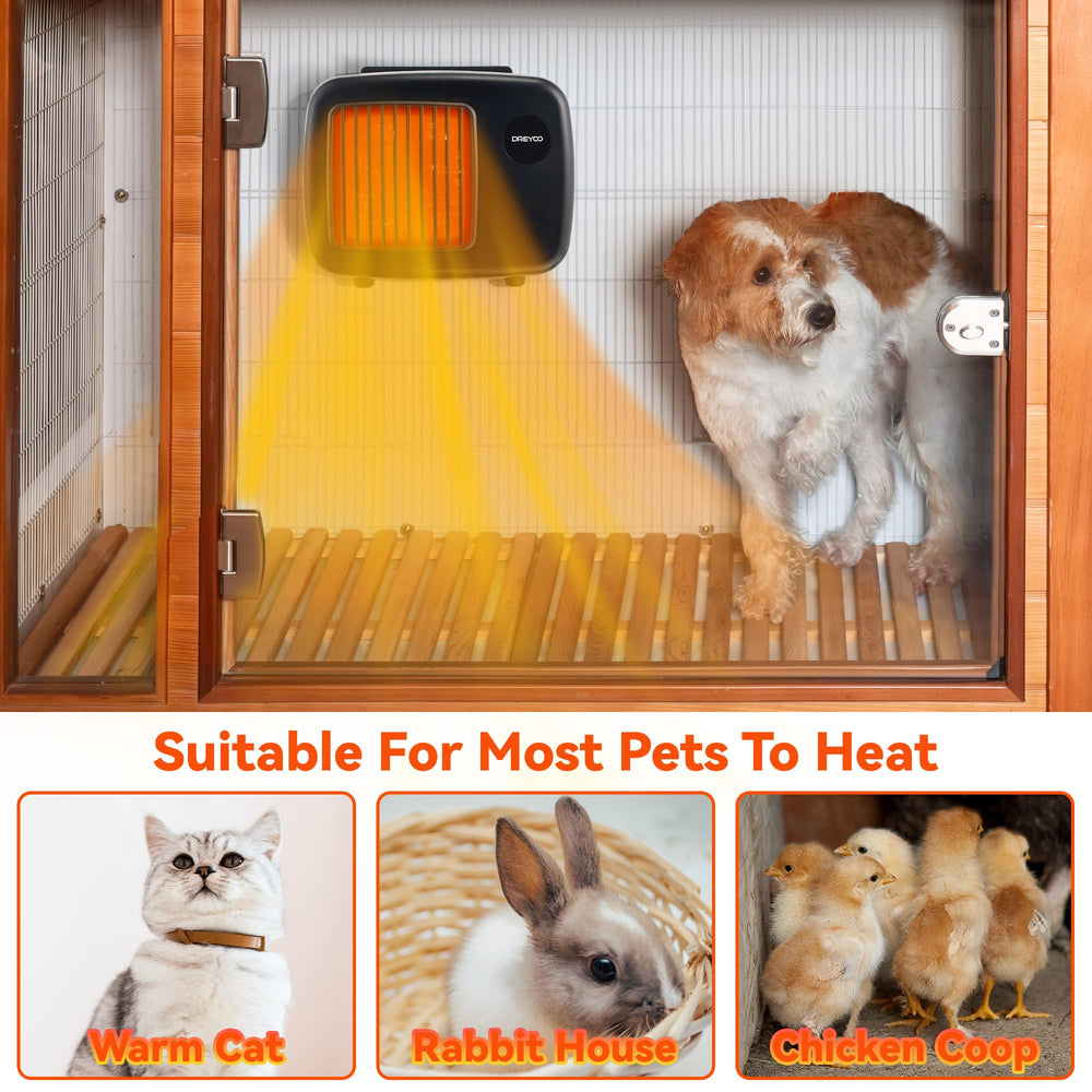 Dreyoo versatile pet heating for dog houses, coops, and hutches
