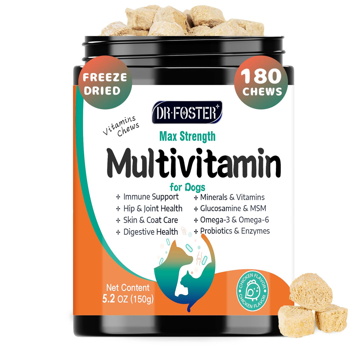 DRFOSTER dog multivitamin bites chicken flavor for daily wellness