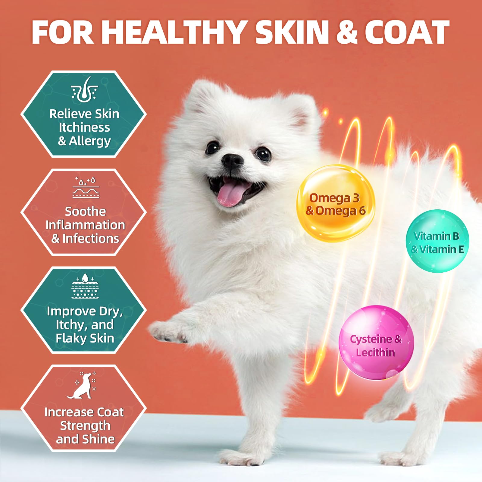 DRFOSTER dog multivitamin omega-3 coat health chews promote shine
