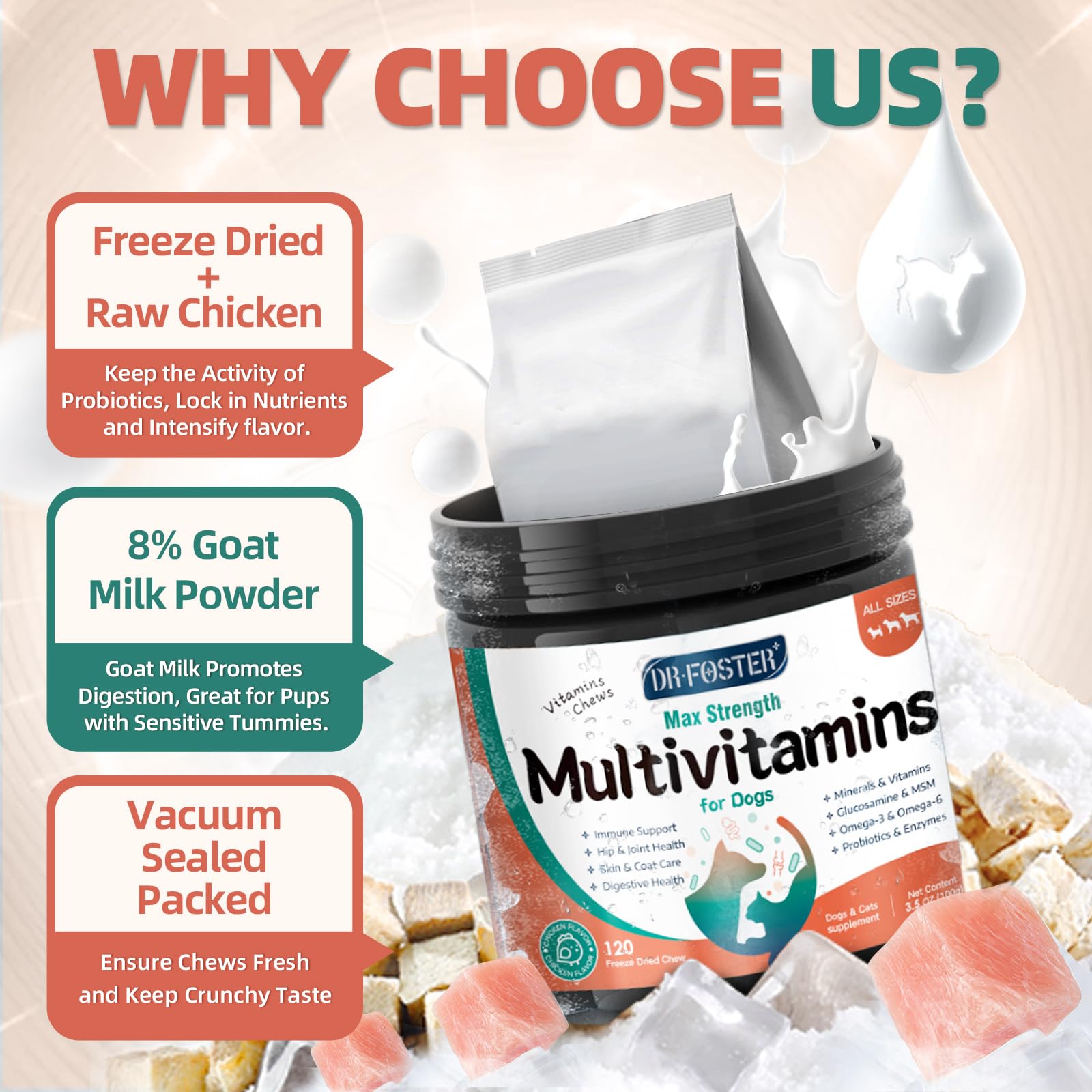 DRFOSTER dog multivitamin vacuum-packed chews stay fresh