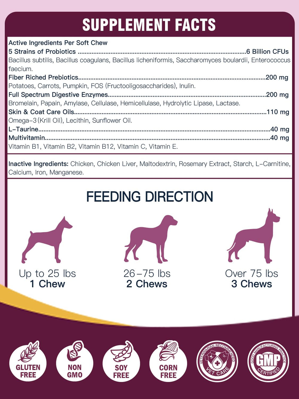 DRFOSTER dog probiotics easy-chew chews on paw highlights convenient dosage.