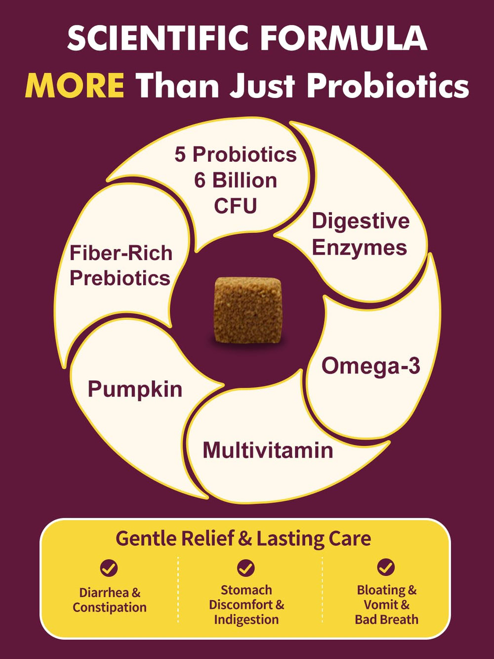 DRFOSTER dog probiotics ingredients pumpkin highlights natural prebiotics for digestion support.