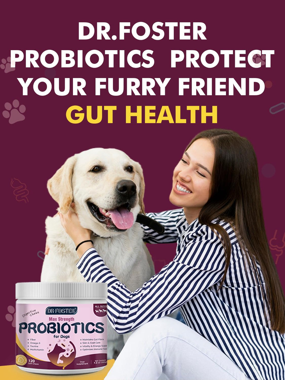 DRFOSTER dog probiotics vacuum-packaging closeup preserves active ingredients.