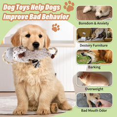 Drmstow plush dog toy with rope-tug action enhances bonding during playtime.