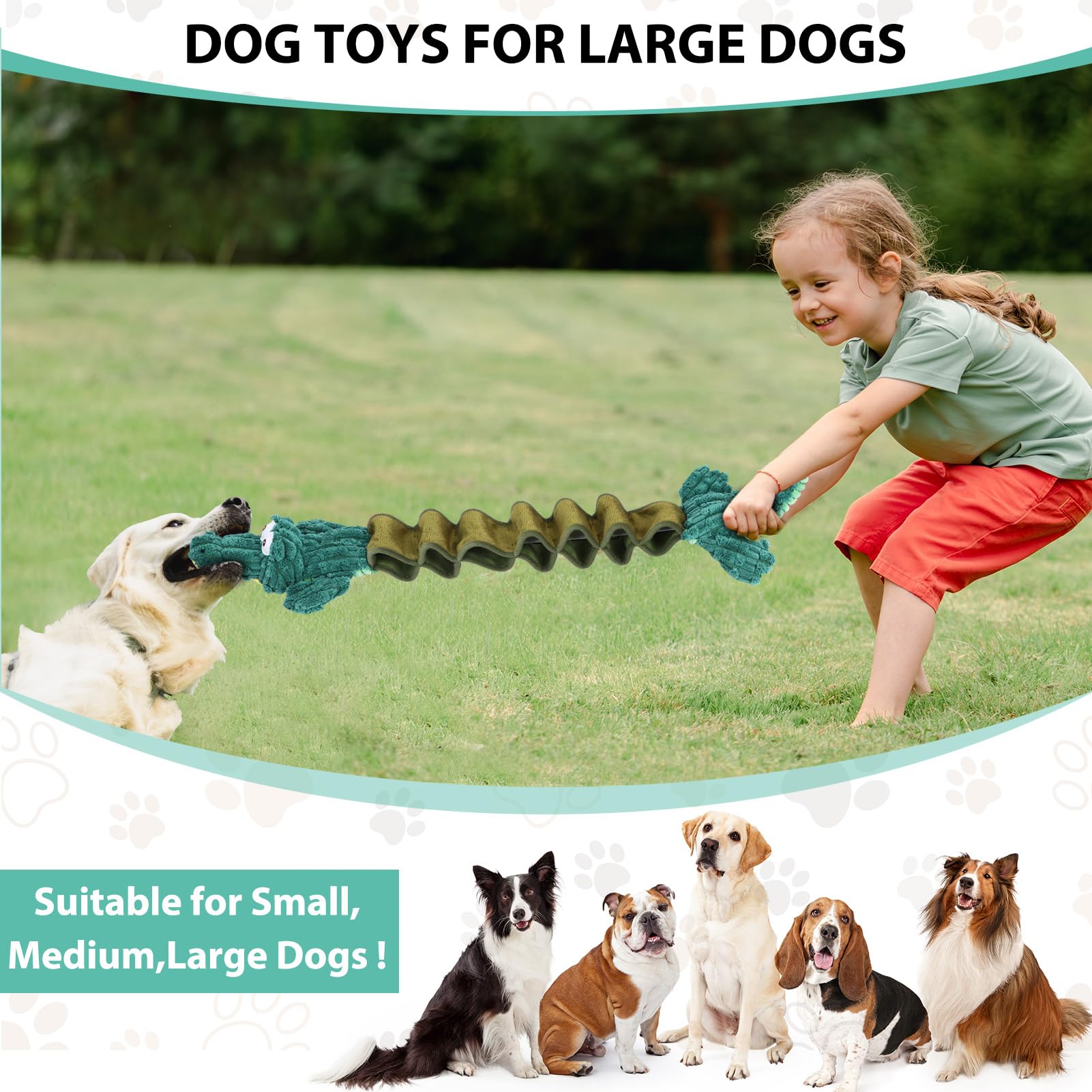 Drmstow squeaky plush dog toy mid-toss with interior crinkle-like sound.