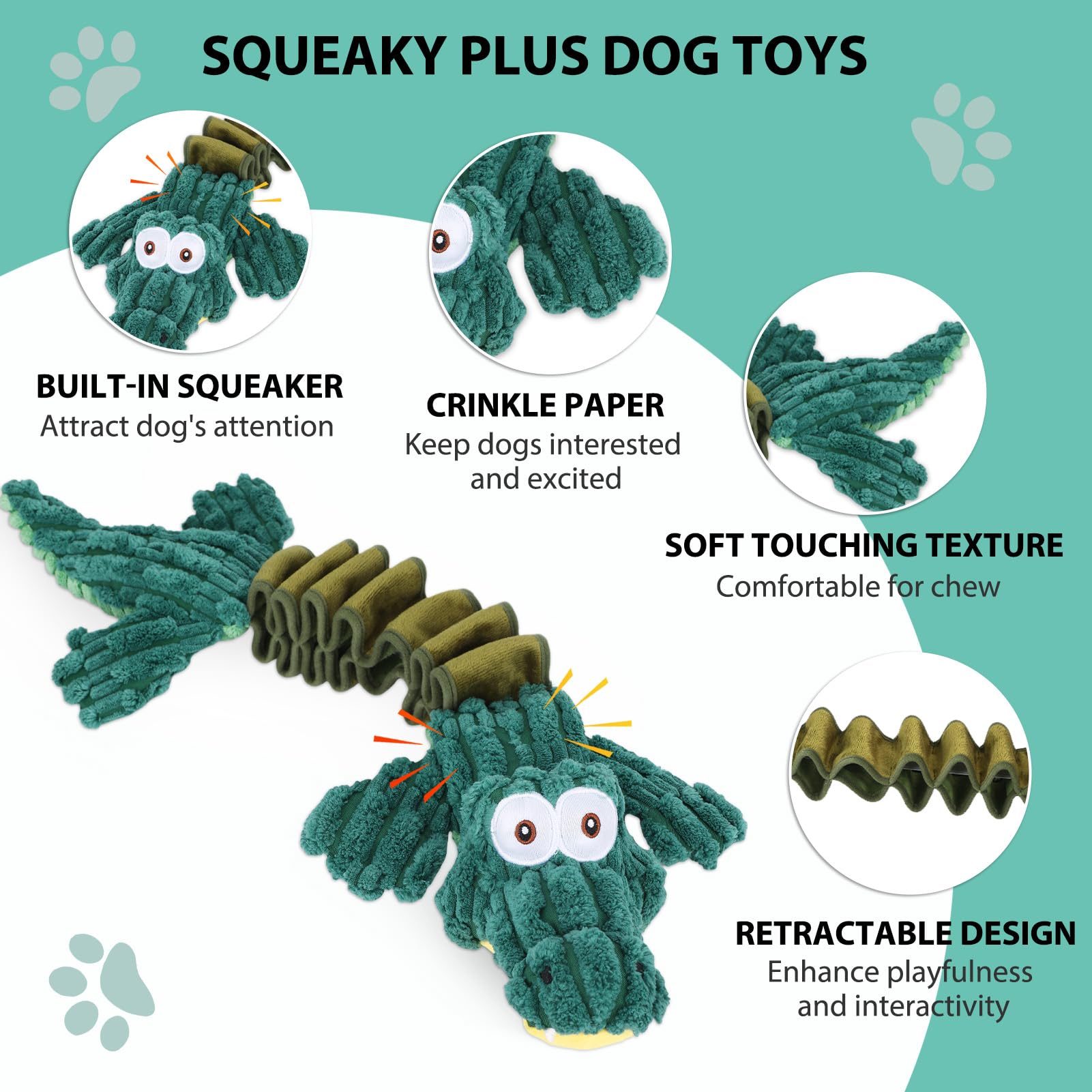 Drmstow squeaky plush dog toy in tug action boosts interactive bonding.