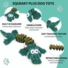 Drmstow squeaky plush dog toy in tug action boosts interactive bonding.