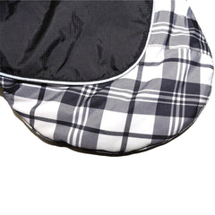 DroolingDog plaid-pattern coat adds stylish warmth for winter outings.