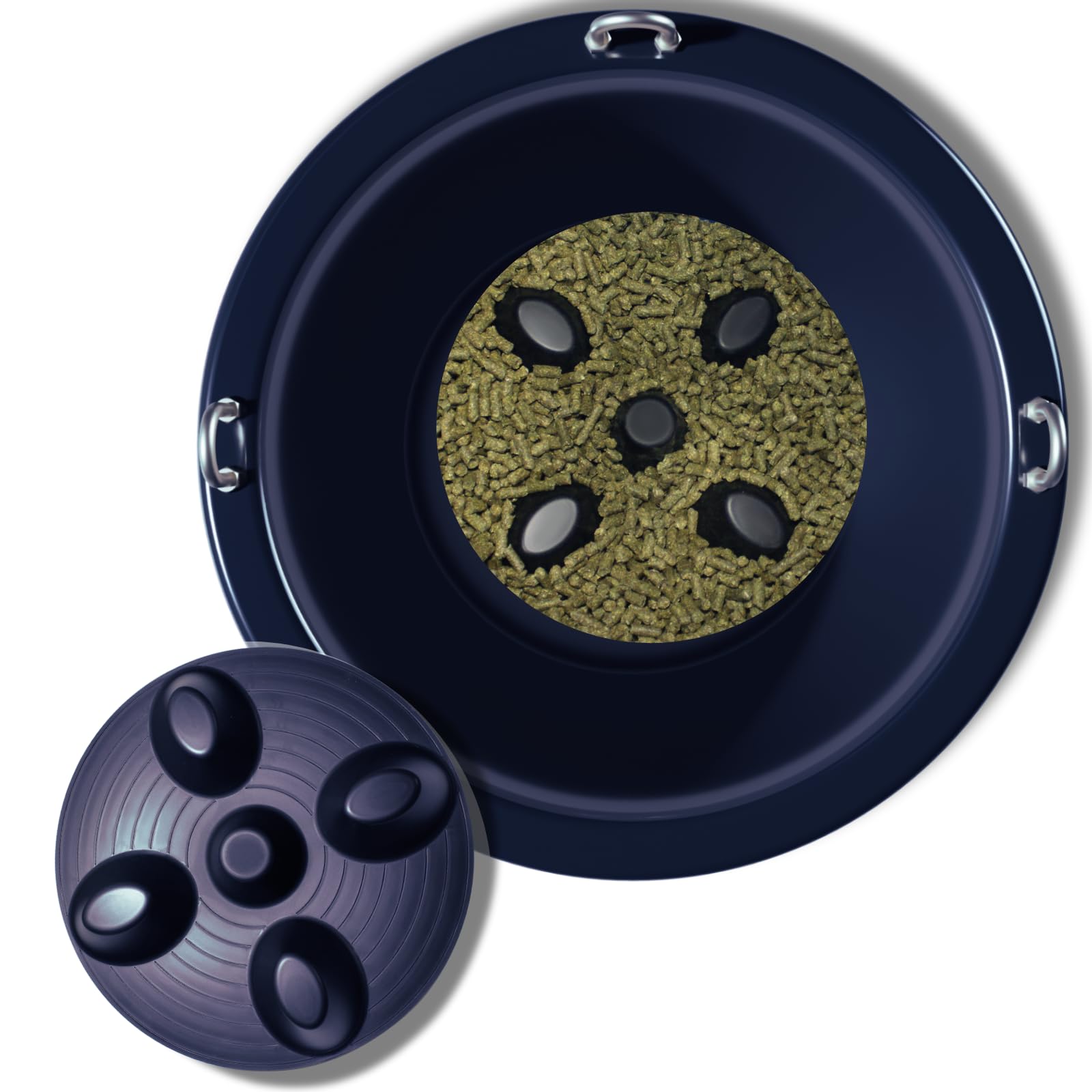 Drop 'N' Slow patented portable equine slow-feeder insert supports slow feeding and healthier eating in horses.