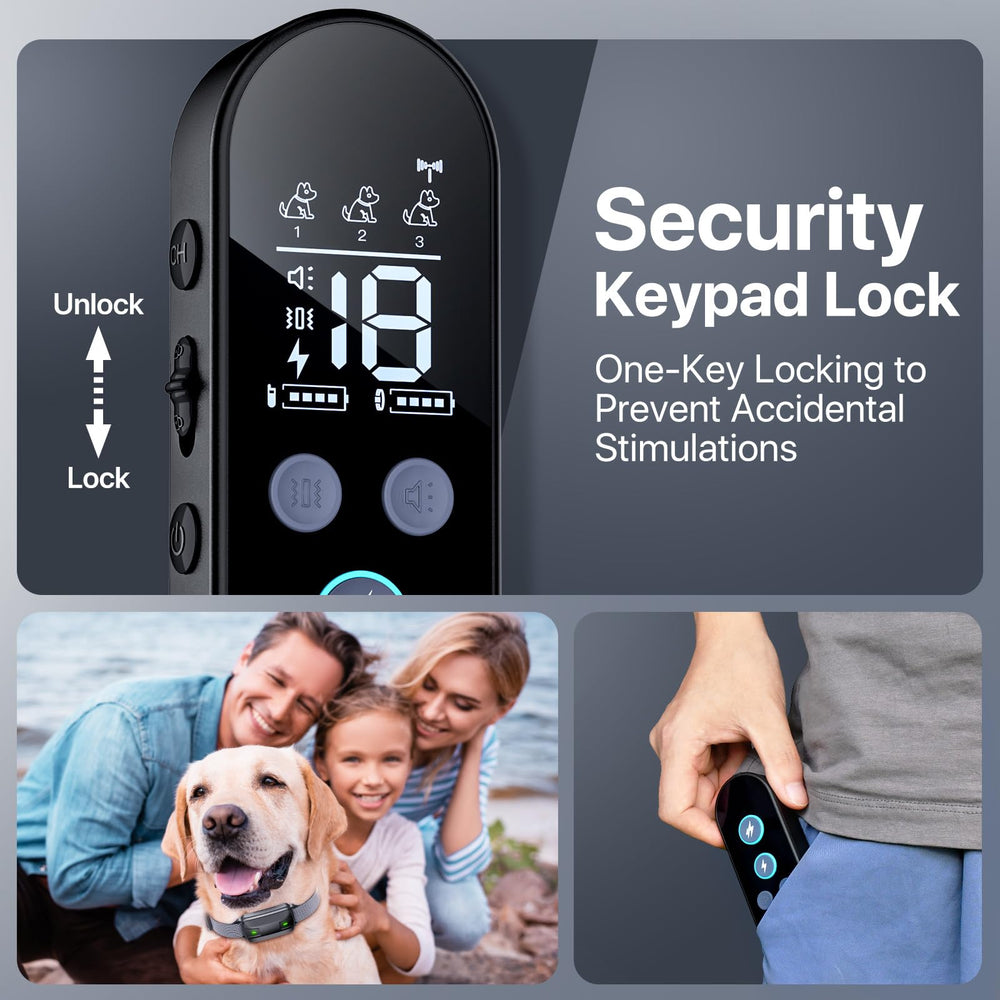 Drroon ecollar beep and vibration module close-up highlighting humane training modes