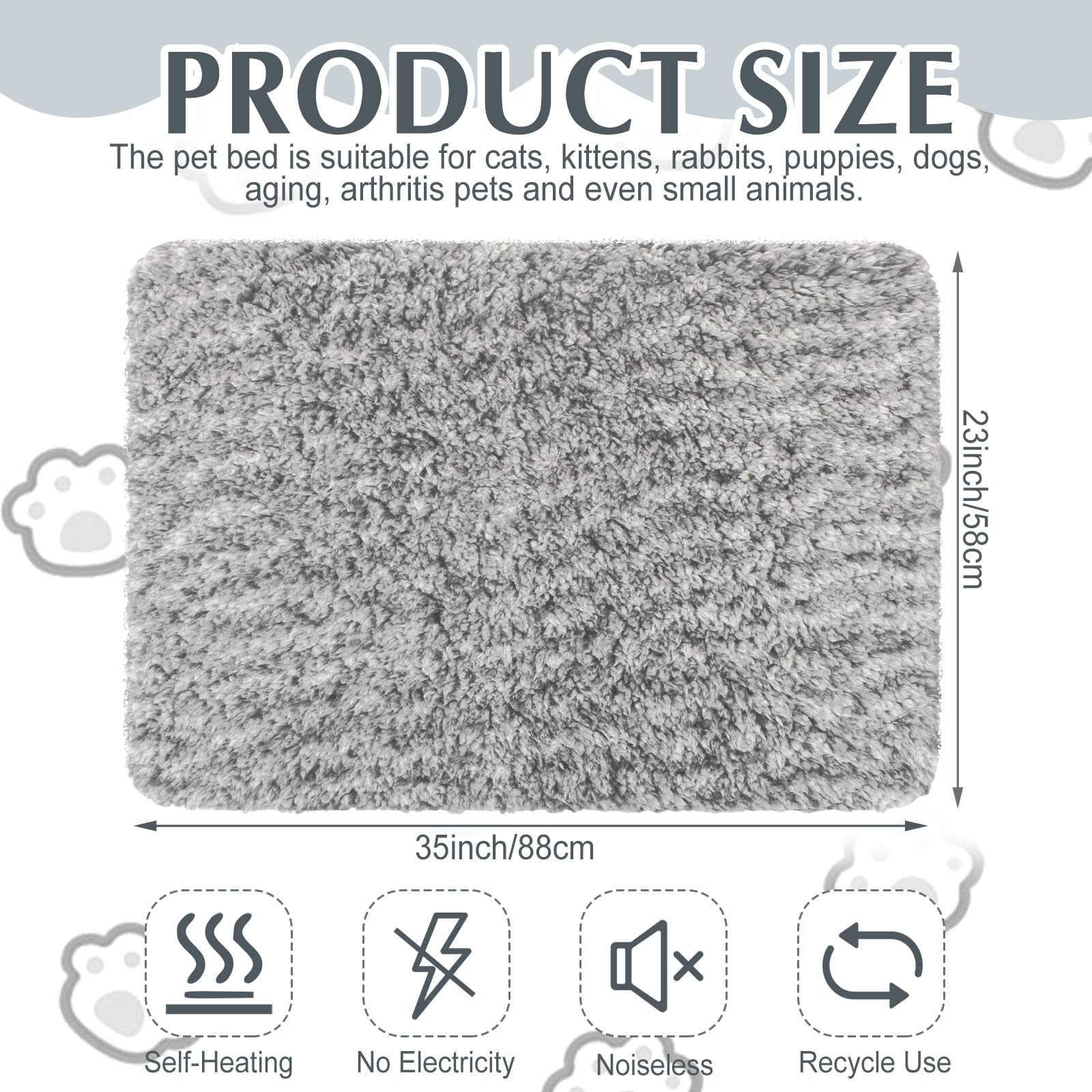 Drydiet self-warming cat pad gray soft-top close-up highlights cuddly fabric for snuggling