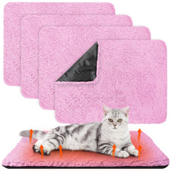 Drydiet self-warming cat pad pack in pink delivers cozy warmth without electricity for cold floors.