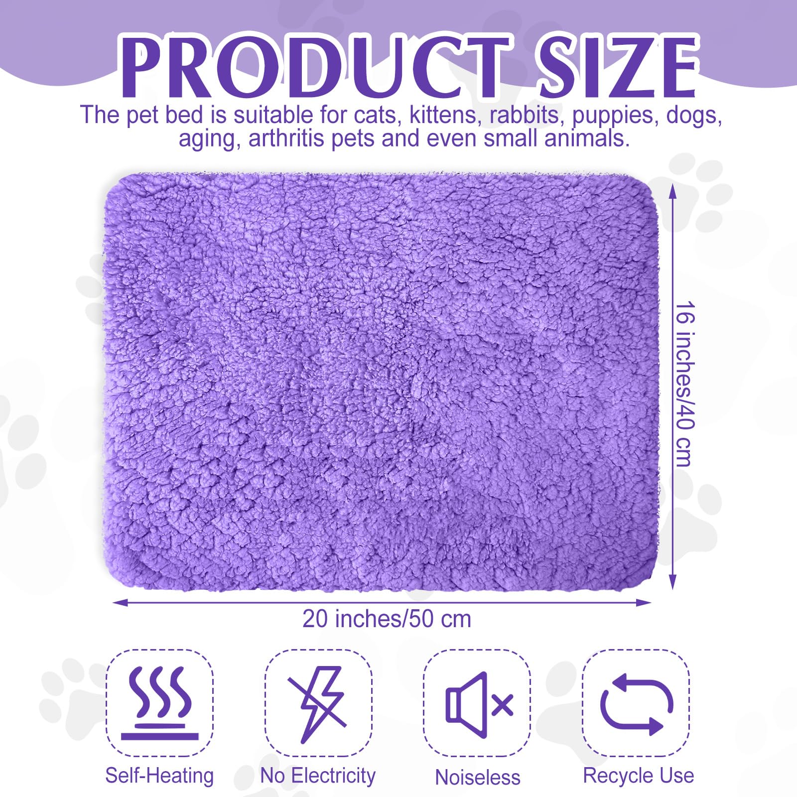 Drydiet self-warming cat pad purple closeup plush surface for fluffy paws