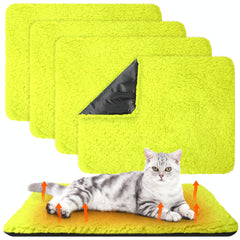 Drydiet self-warming cat pads four-pack in fluorescent green delivering cozy warmth without electricity