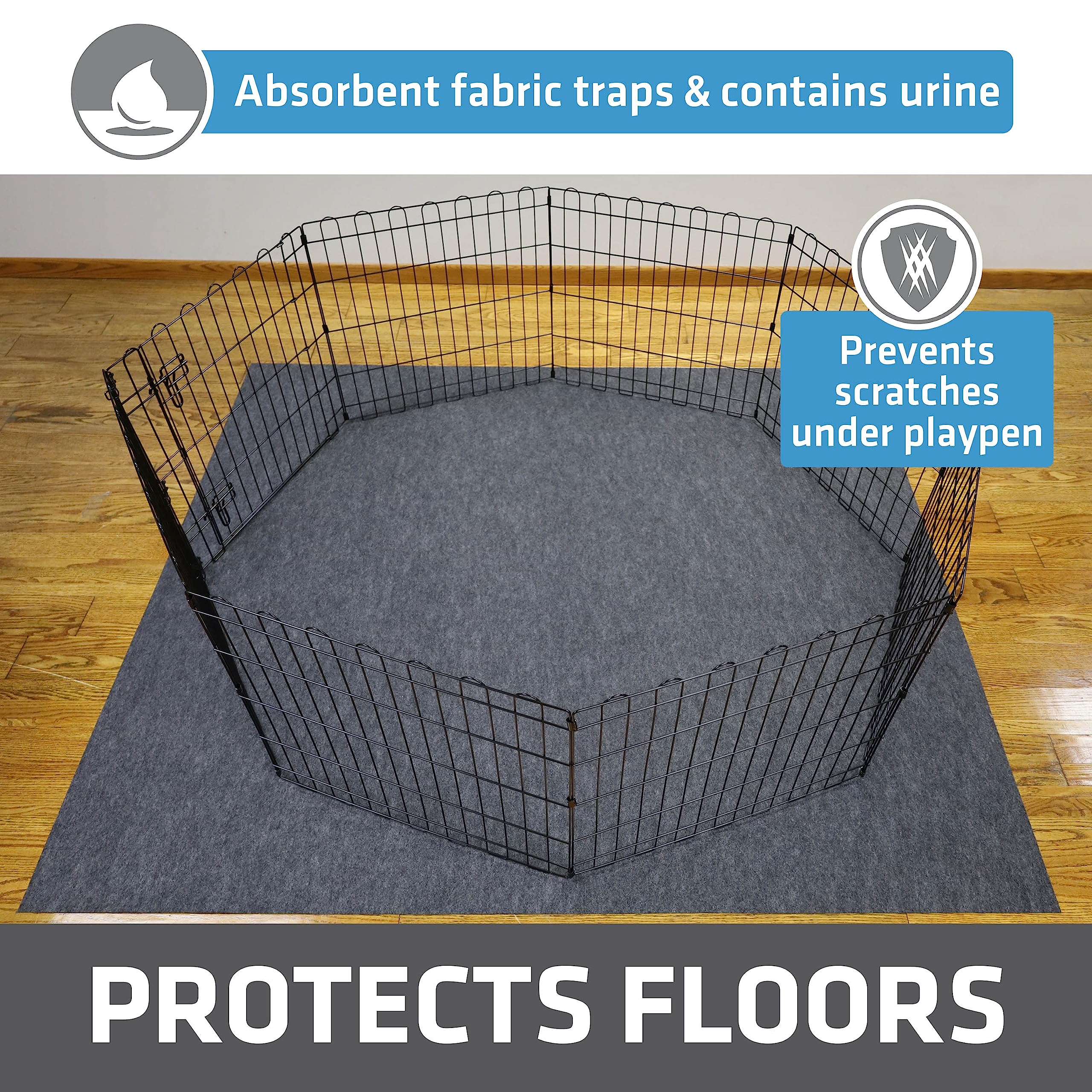 Drymate Jumbo Dog Playpen Mat in use keeping floors clean during playtime