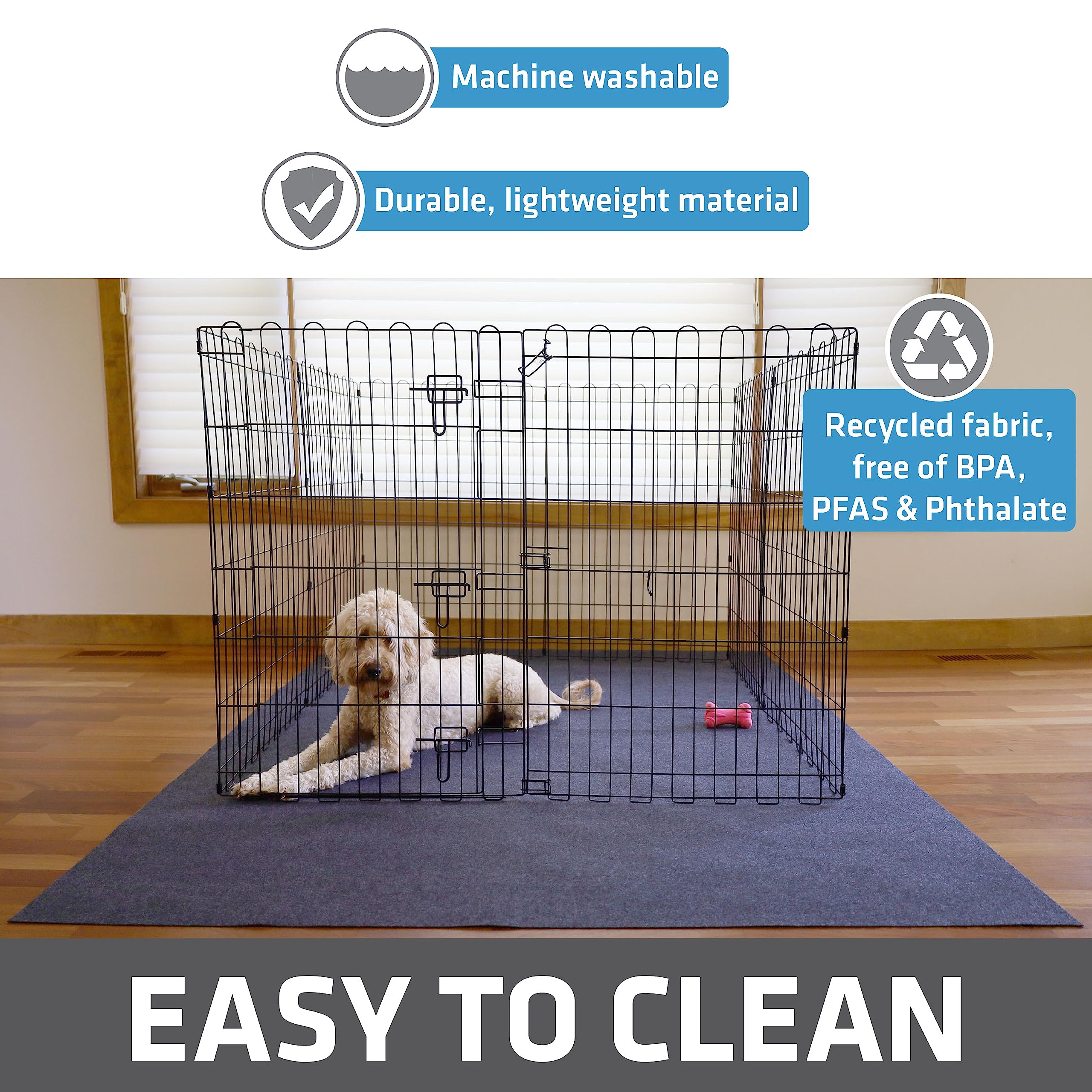 Drymate Jumbo Dog Playpen Mat easy-clean design, machine washable for reuse