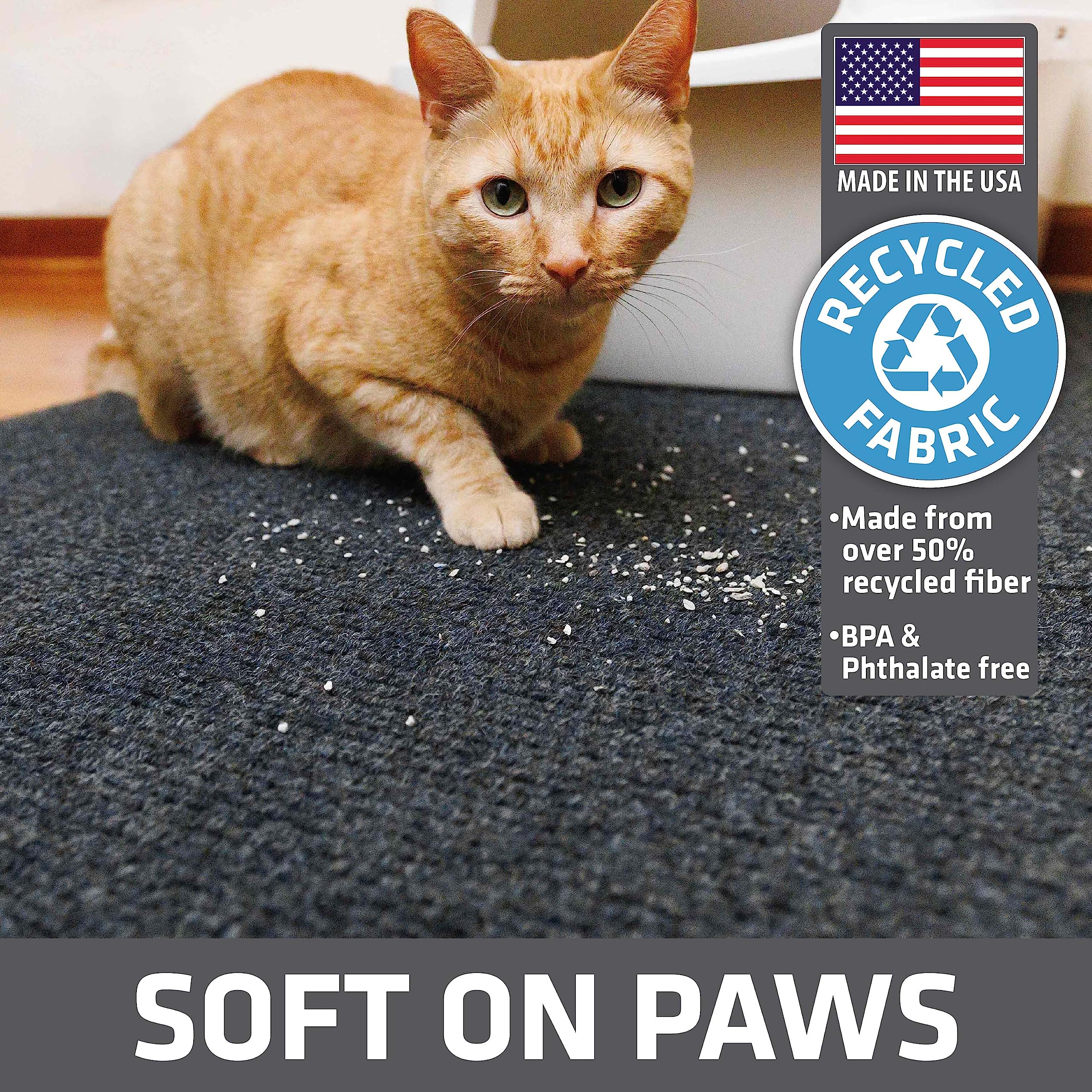 Drymate Jumbo XXL cat litter trapping mat on floor demonstrates slip-resistant stability