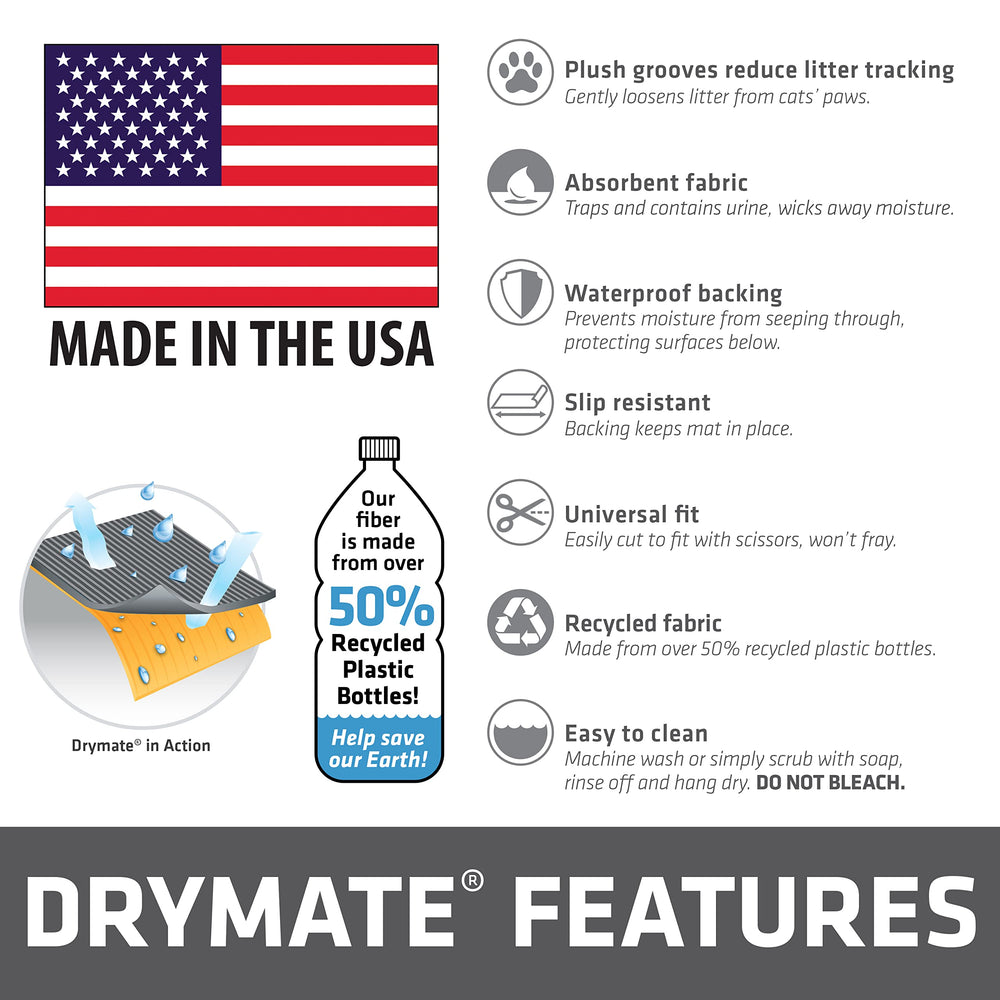 Drymate Jumbo XXL cat litter trapping mat uses recycled fabric for durable use