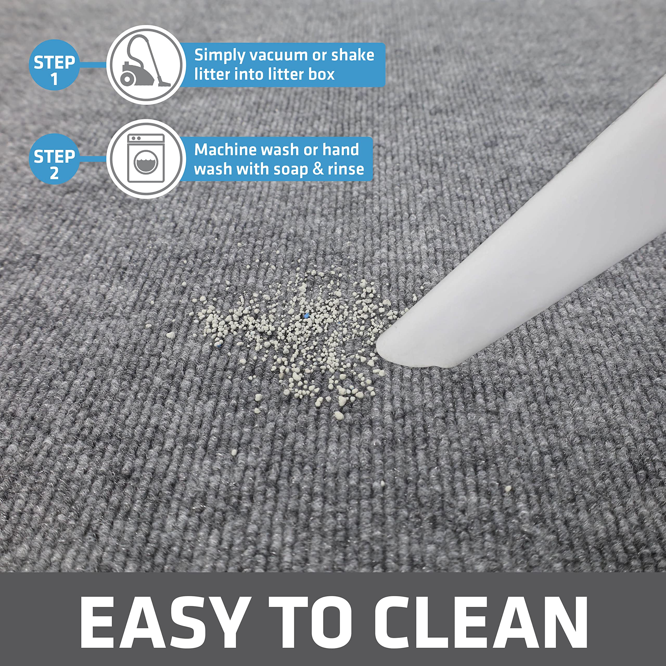 Drymate mat's slip-resistant backing keeps it in place while cleaning.