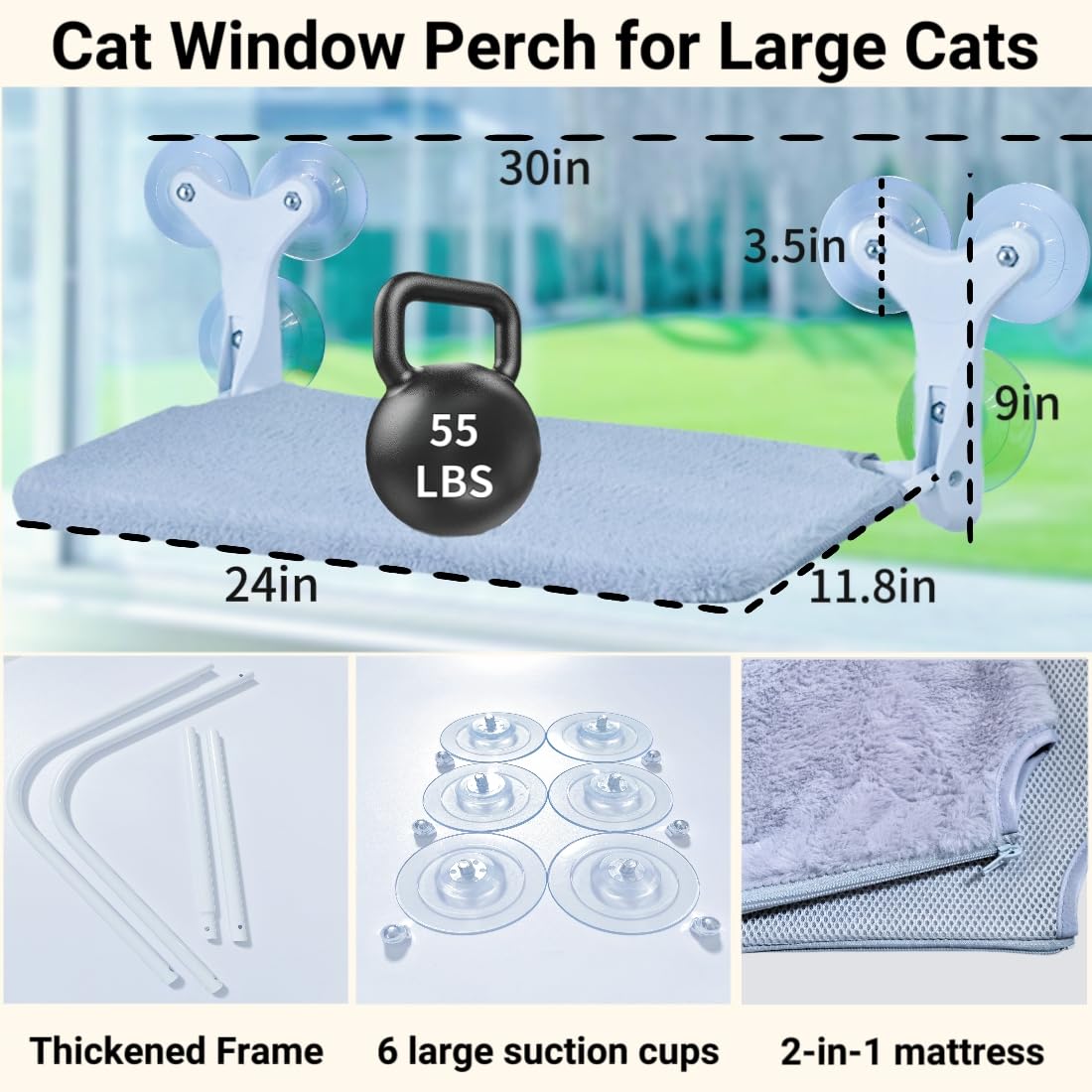 DSCANDYMQ cat window perch hammock dual-sided-material showcases summer mesh and warm plush.