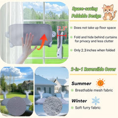 DSCANDYMQ cat window perch hammock thickened metal frame demonstrates high load tolerance up to 55 lbs.