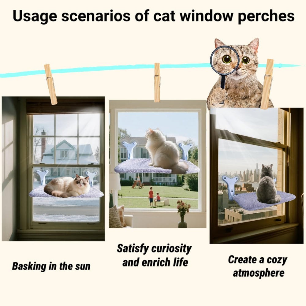 DSCANDYMQ cat window perch hammock washable-cover emphasizes easy cleaning.