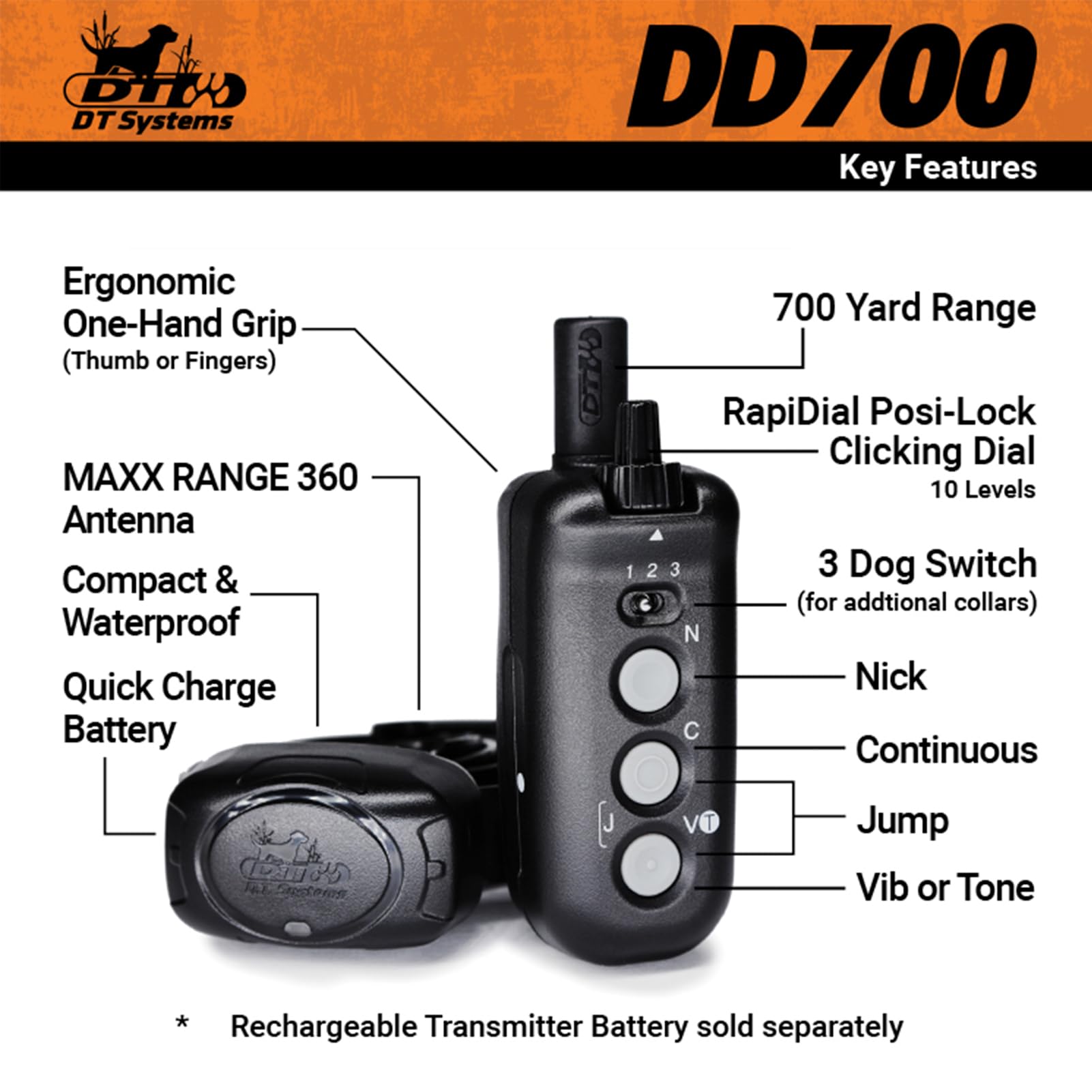 DT Systems DD700 rechargeable quick-charge battery enables fast readiness before sessions