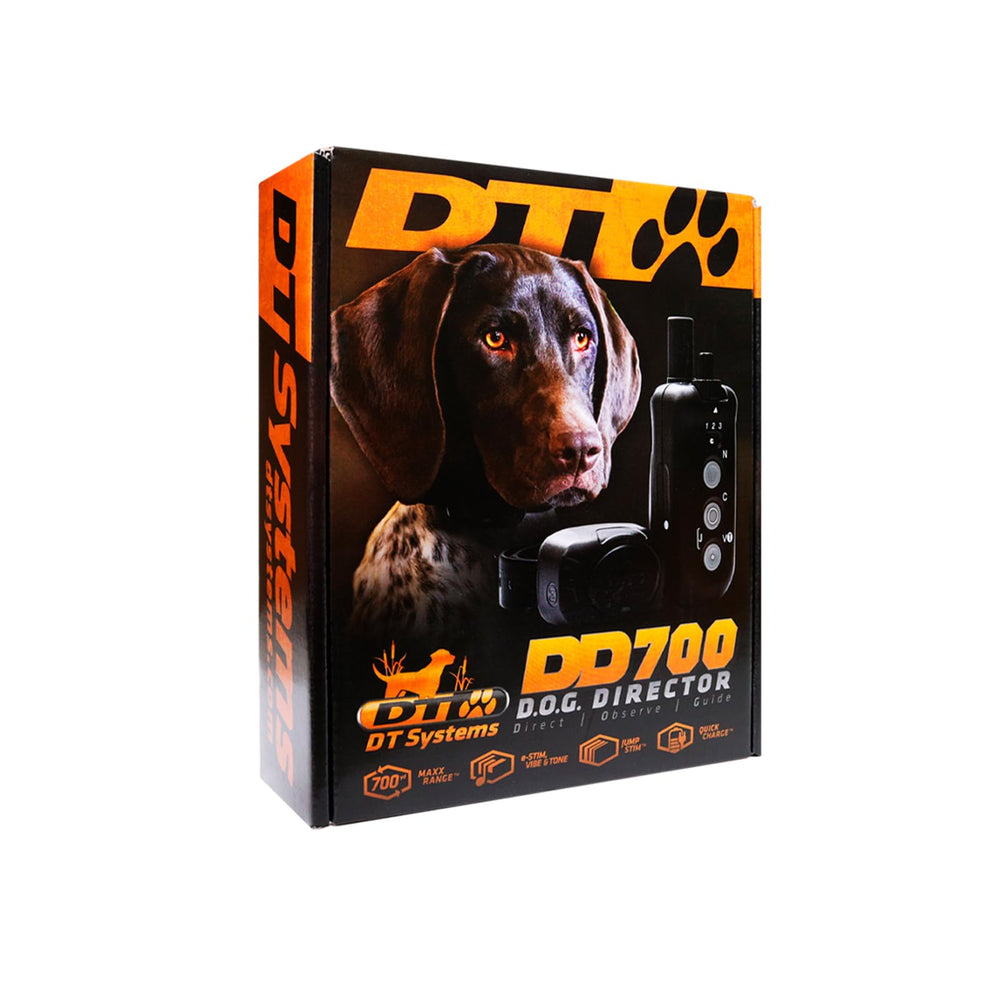 DT Systems DD700 waterproof collar and transmitter ready for outdoor training in rain or damp conditions
