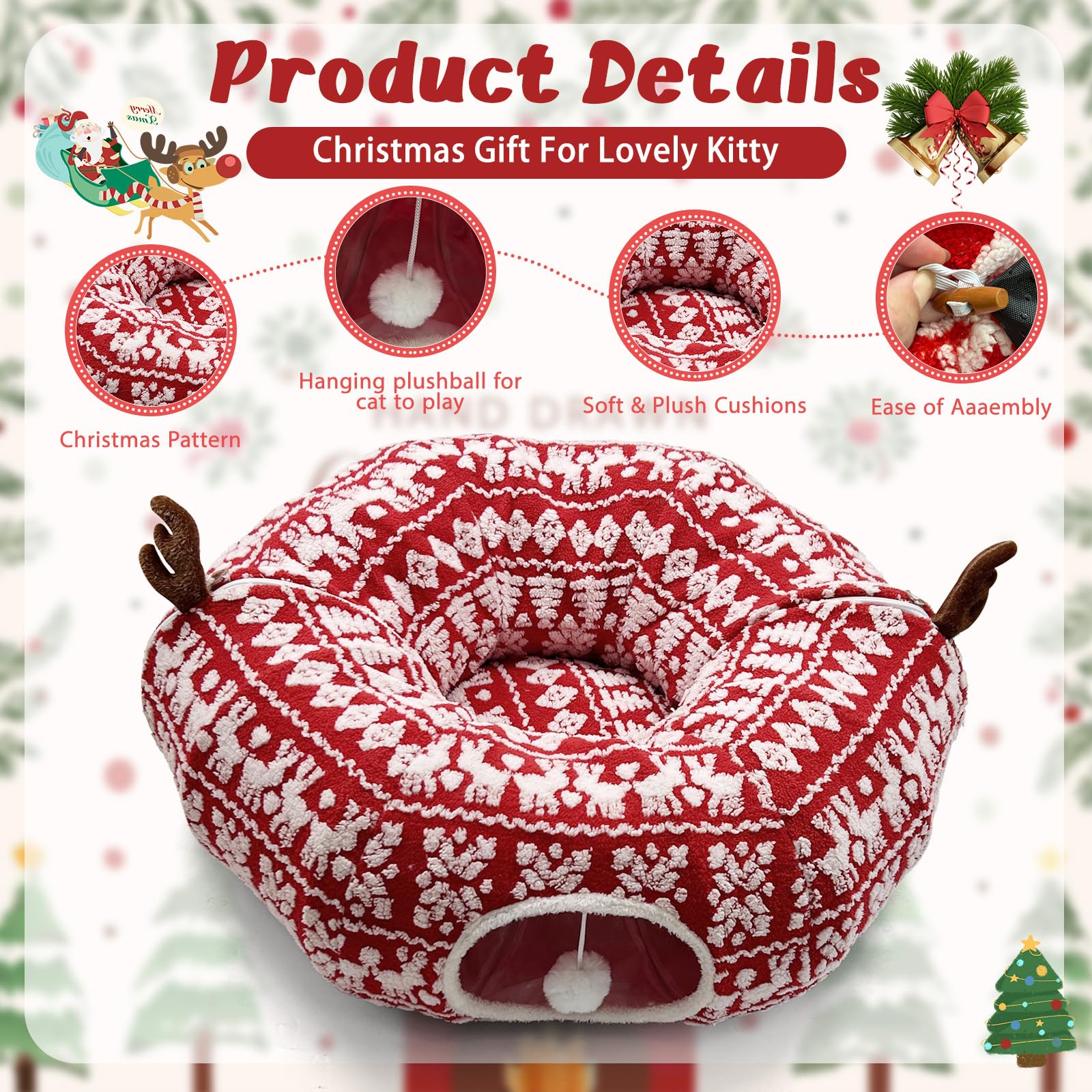 DTGDASCF Cat Donut Tunnel central mat offers soft lounging during play.