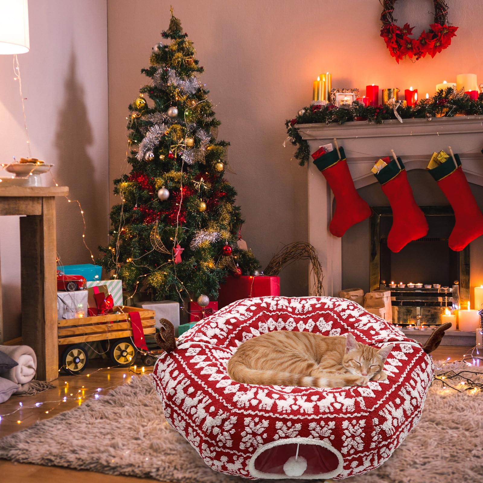 DTGDASCF Cat Donut Tunnel reinforced stitching supports long-term daily fun.