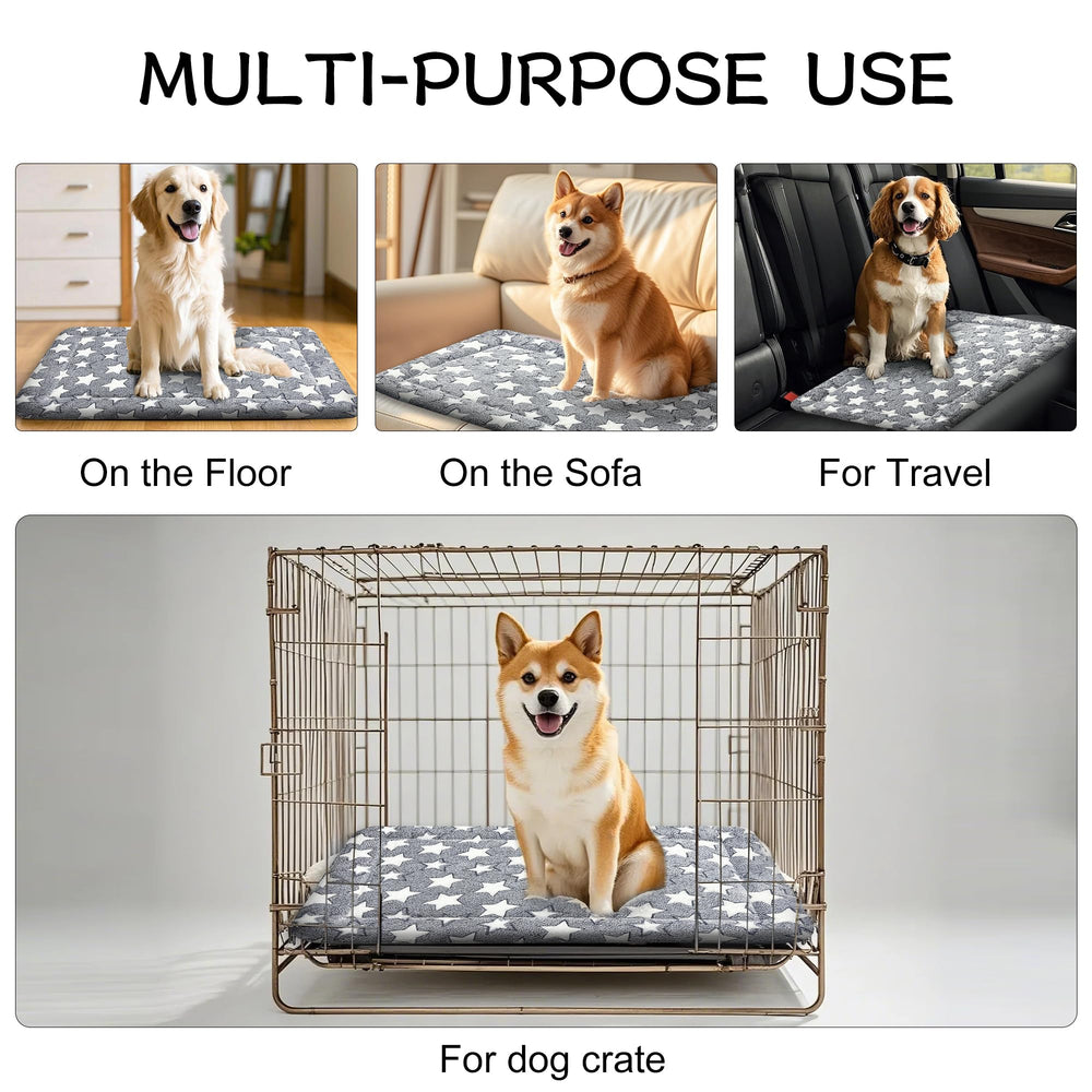 DTKIUSDKR dog bed mat portable travel-ready in crate.