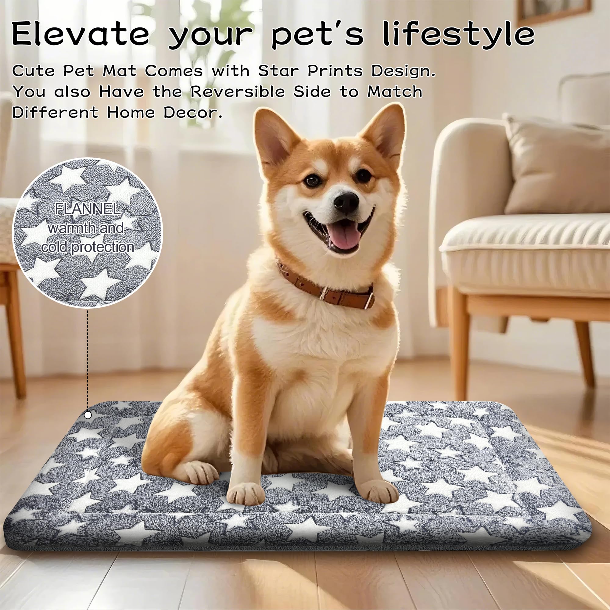 DTKIUSDKR dog bed mat winter plush side for warm comfort.