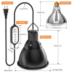 DTZY Reptile Light Fixture aluminium reflector boosts infrared output and efficiency