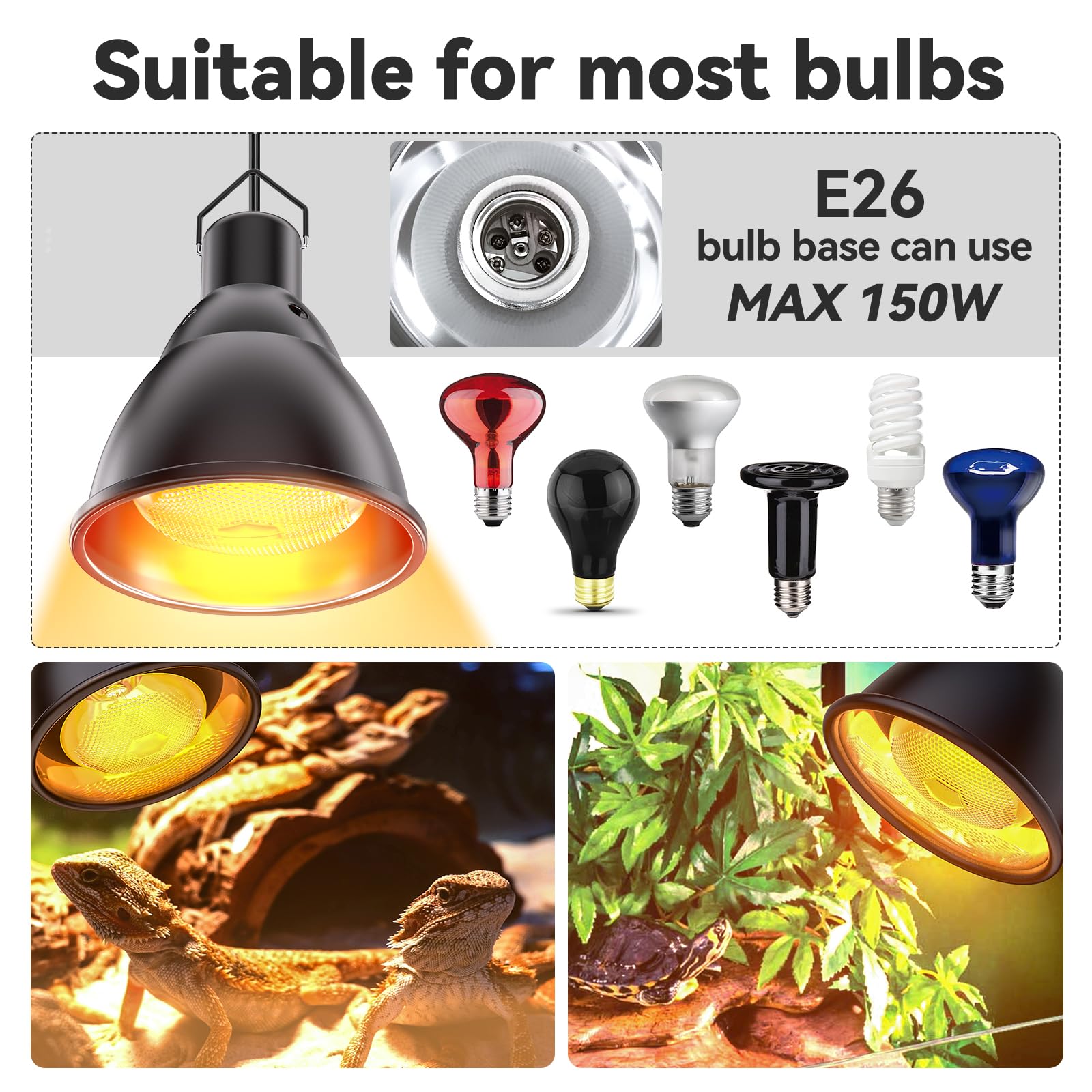 DTZY Reptile Light Fixture heat-hook mount for quick secure positioning