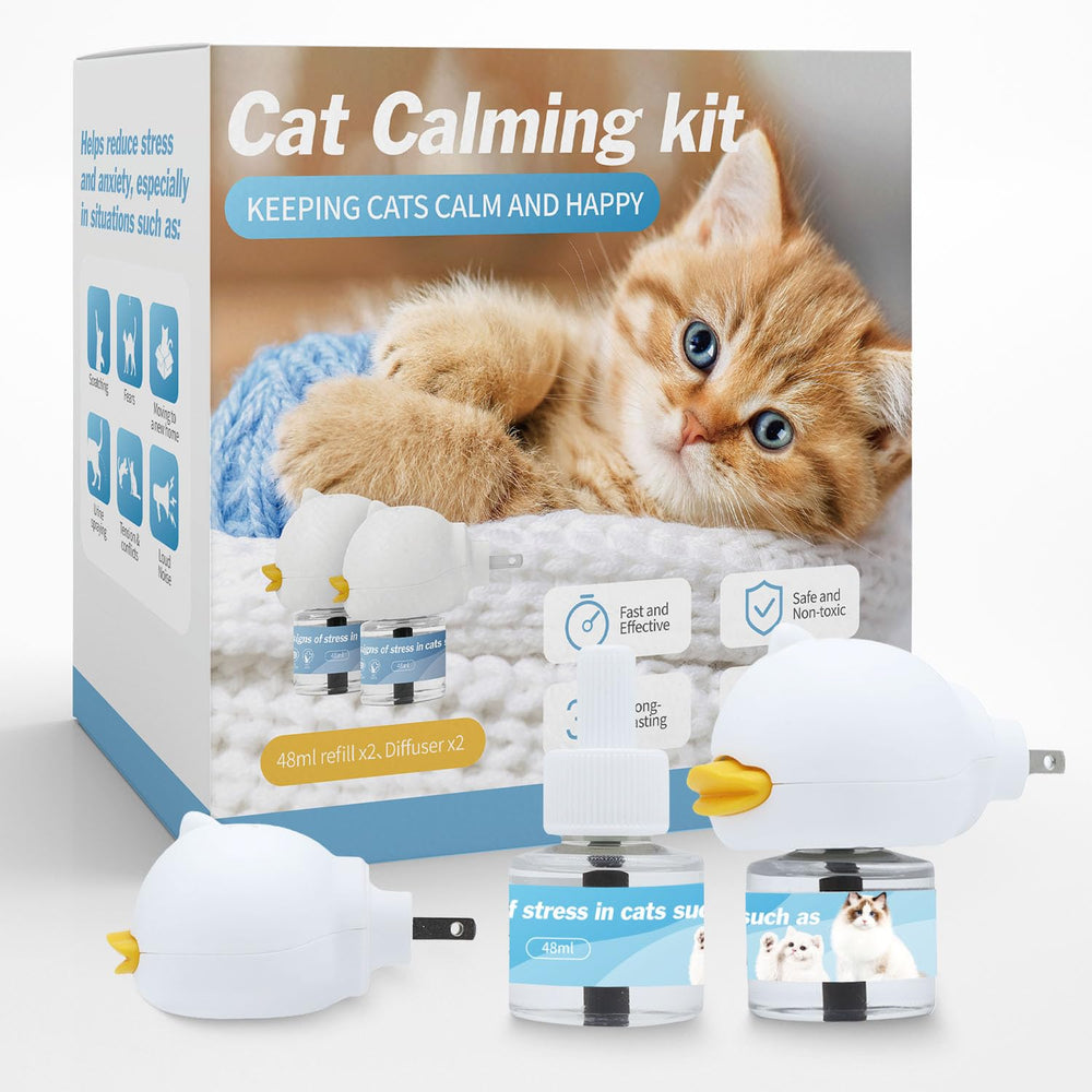 Duasdne cat calming diffuser pack front view promotes a calmer environment for stressed cats.